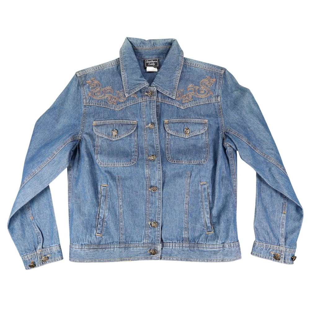 Southern Lady Denim Jacket Womens Small Blue Embroidered Cotton Trucker NWT